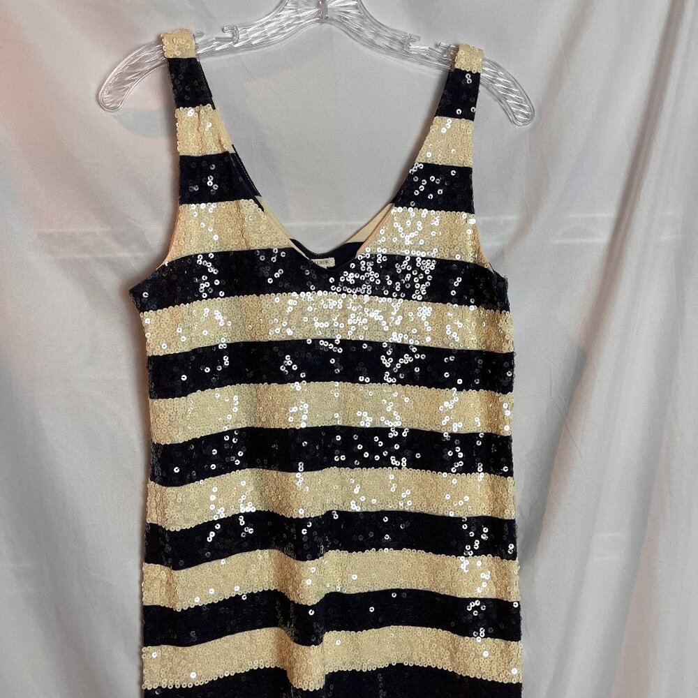 Women's Navy blue/Creme Stripe Sequin V neck J. Crew Tank top Size S